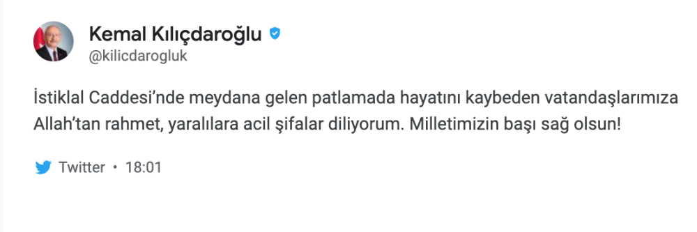 kemal kilicdaroglu ndan taksim patlamasi ile ilgili ilk aciklama